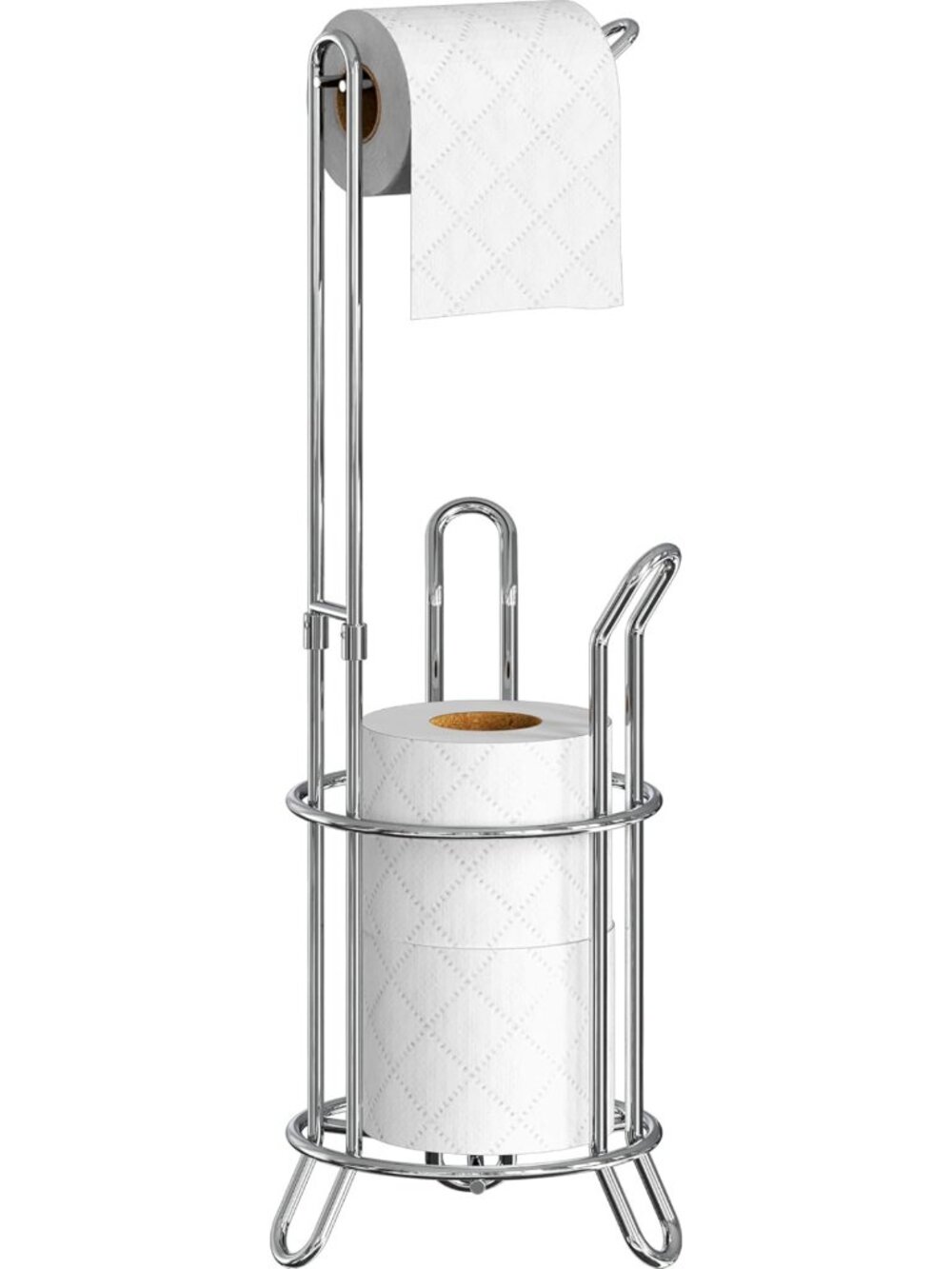 Stylish Chrome Toilet Paper Storage Holder Stand & Shelf for Bathroom